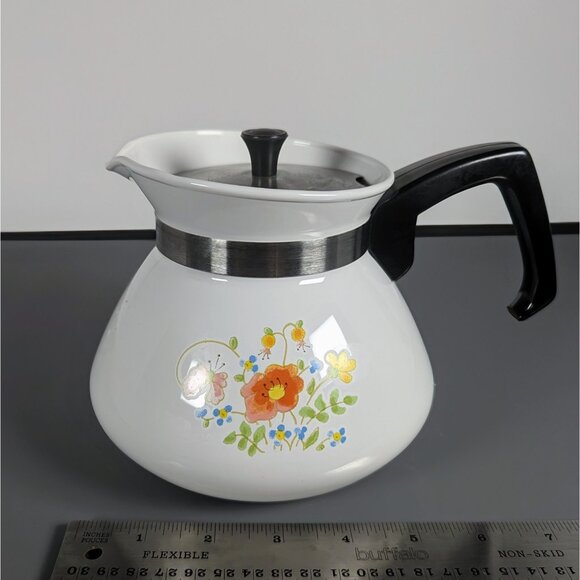 Vintage Corning Ware Wildflower  6 Cup P-104 Tea Pot Kettle w/ Lid Stamped Side - Picture 1 of 4